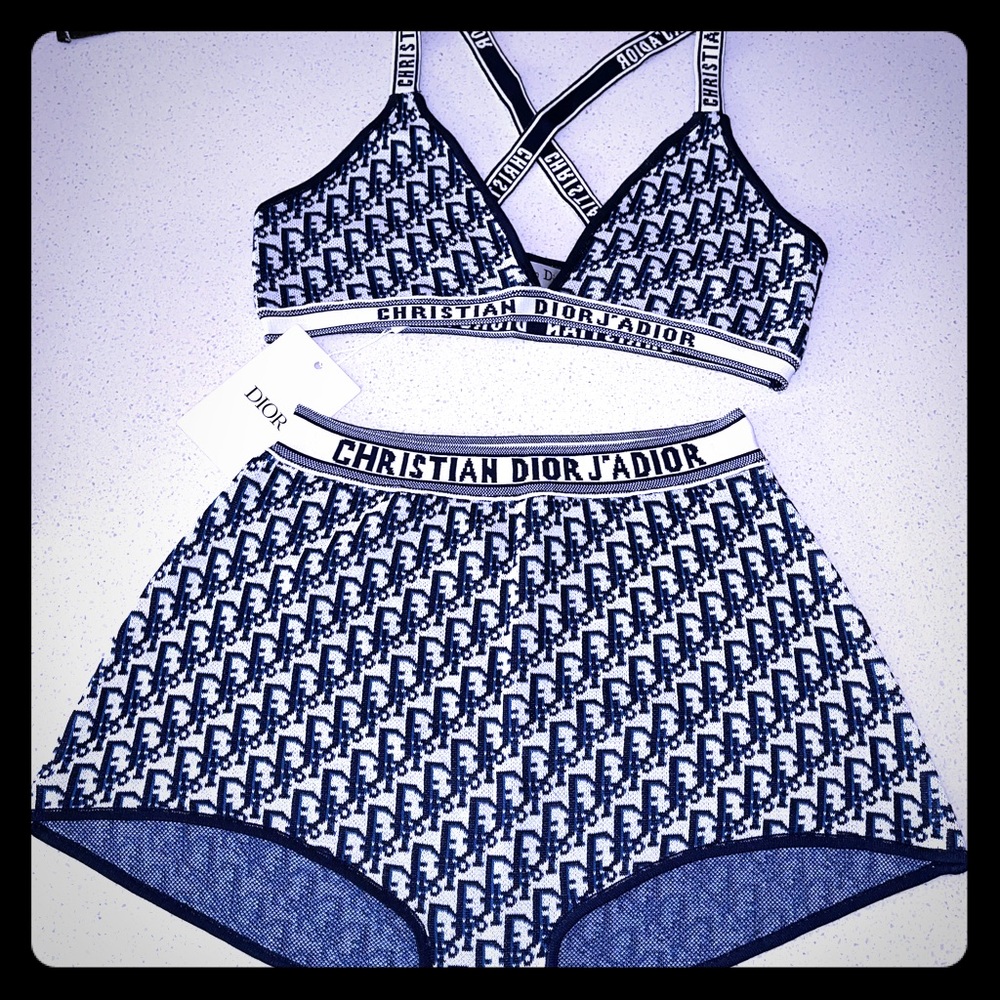 High waisted bandage Swimsuit Navy Oblique